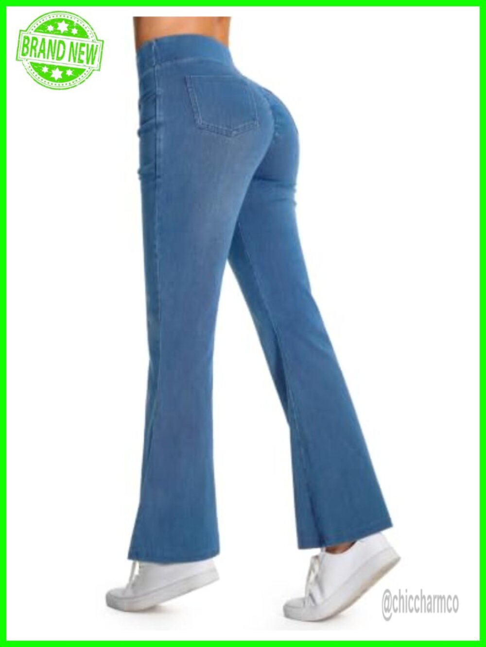 Women's Booty Lifting Flare Jeans Bell Bottom Jeggings High Waist Pull On Denim